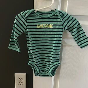 Teal “Awesome” 3-6 months baby onesie